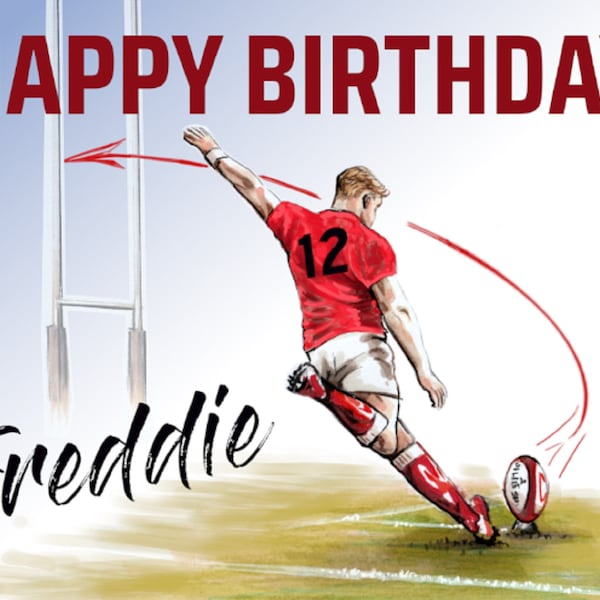 Carte d’anniversaire personnalisée pour les jeunes joueurs de rugby, Carte d’anniversaire de rugby personnalisée, Carte d’anniversaire personnalisée Nom Âge