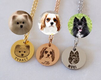 Personalisierte Haustier Foto Namenskette, Personalisierter Hundekatzen Portrait Anhänger, Gravur Haustier Erinnerung Schmuck Geschenk für Hund Mama, Haustier Liebhaber Geschenk