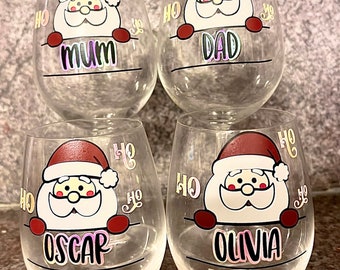 Personalised Christmas wine glass - funny Santa wine glass - wine gifts - Santa glass