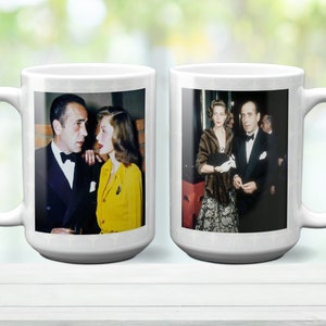 Bogie and Bacall Mug Ceramic Color Photos 11 Oz/ 15 Oz sizes Classic Hollywood Sublimation