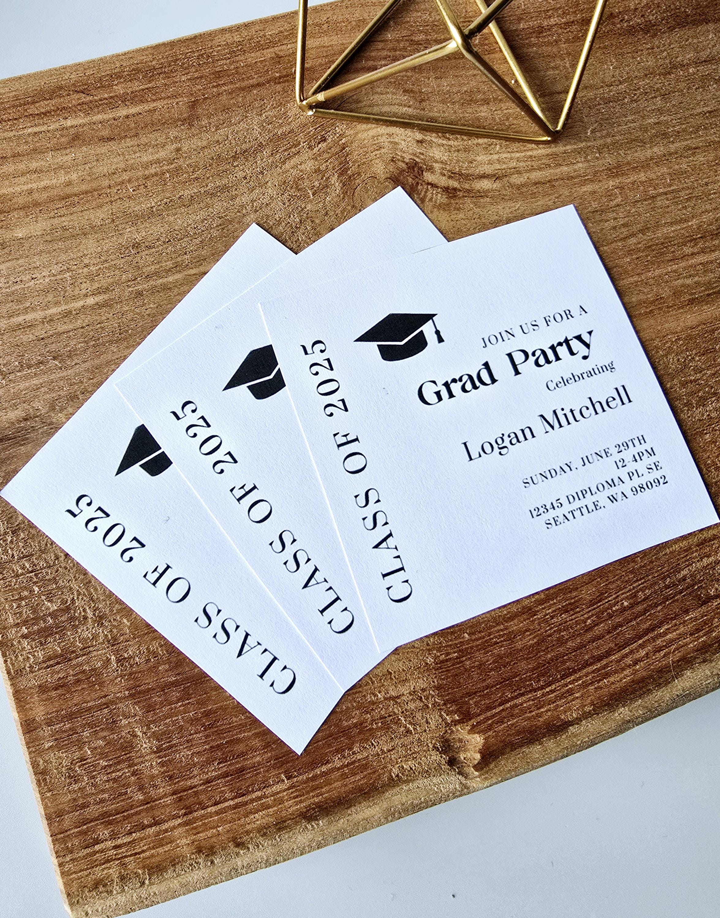 Printable Square Grad Party Inserts, Custom Graduation Details ...
