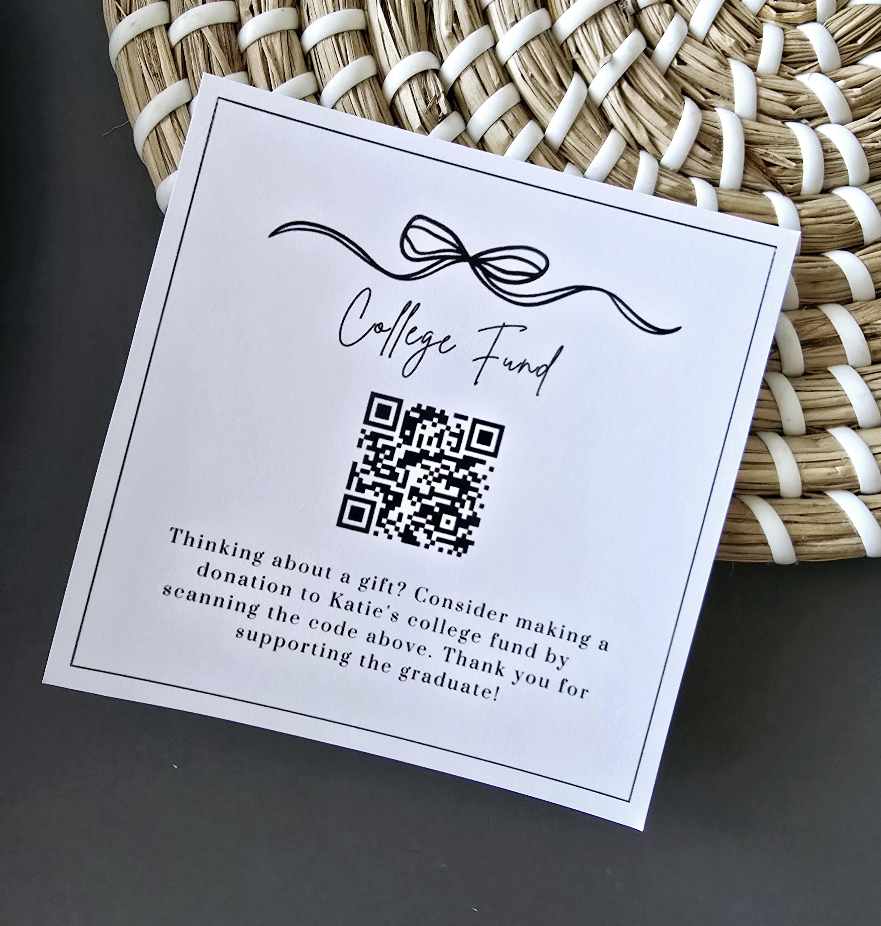 Graduation QR Code Cards, Graduation Announcement Inserts, Bow College ...