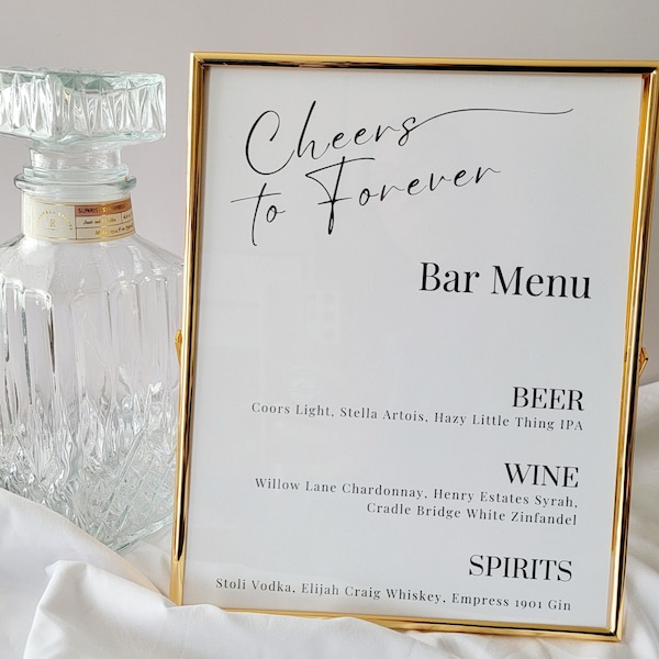 Wedding Bar Sign, Printable Wedding Bar Menu, SWedding Drink Sign, Digital Download, Personalized Wedding Signs, Drink Menu