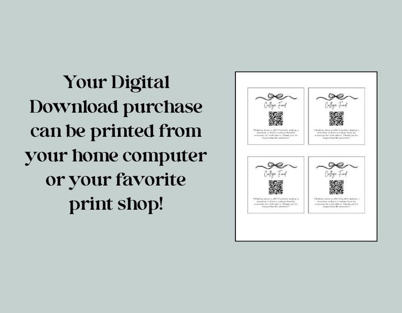 Printable Grad QR Code Cards, Graduation Announcement Inserts, College ...