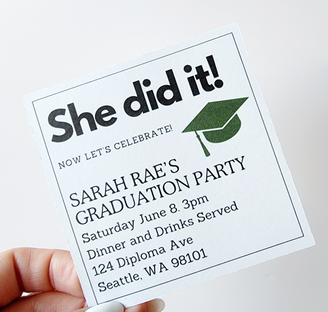 Classic Square Grad Party Inserts, Custom Graduation Details ...