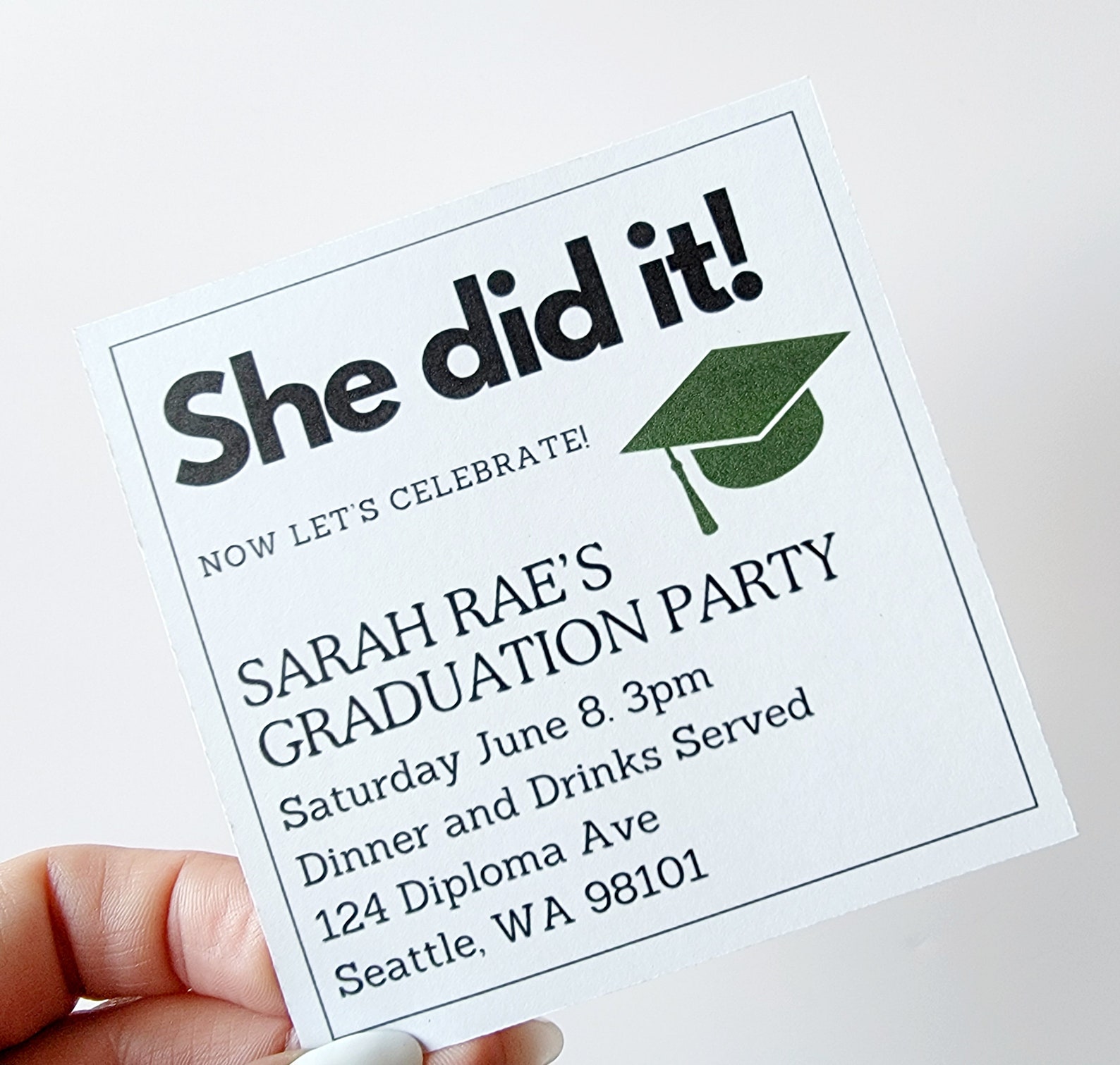 Classic Square Grad Party Inserts, Custom Graduation Details ...