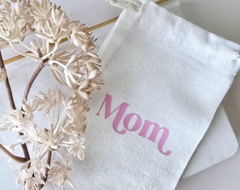 Mother’s Day Gift Bag, Small Canvas Bag for Mom,  Small Mother’s Day Gift Bag, Drawstring Bag for Jewelry, Candy and More, Mother’s Day Bag