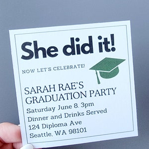 Classic Square Grad Party Inserts, Custom Graduation Details ...