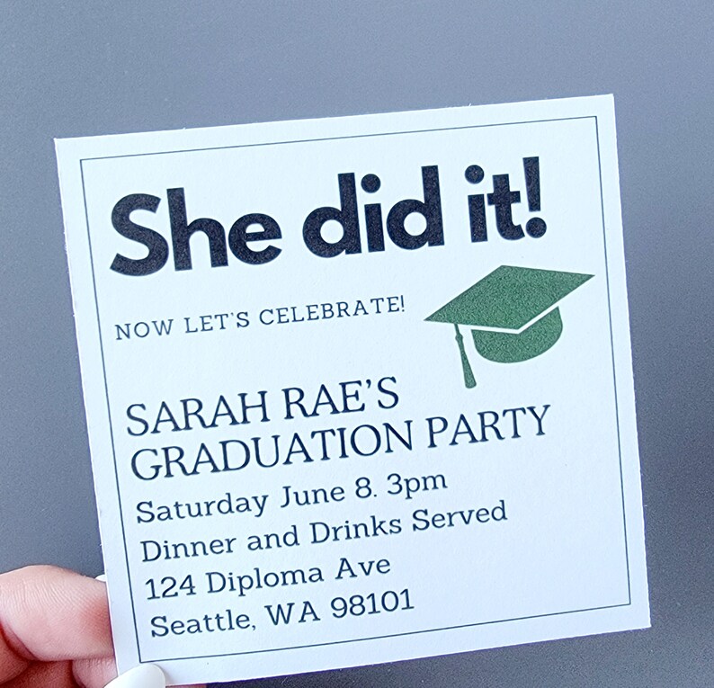 Classic Square Grad Party Inserts, Custom Graduation Details ...