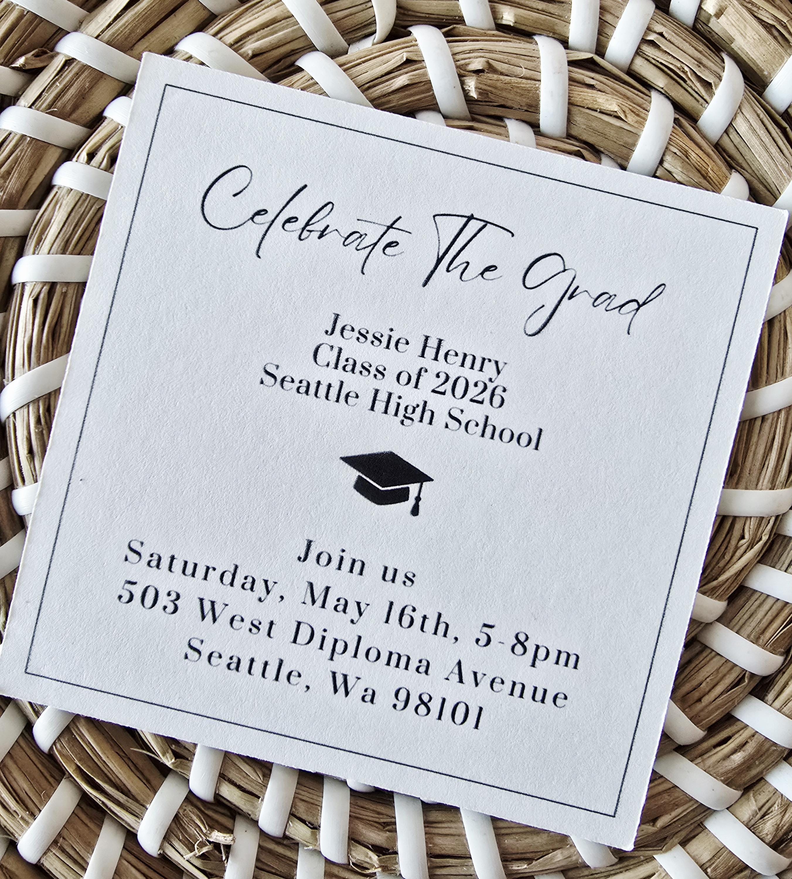 Basic Invite Grad Cards Graduation Party Printable Bundle, Invitations, Thank You Tags, Grad ...