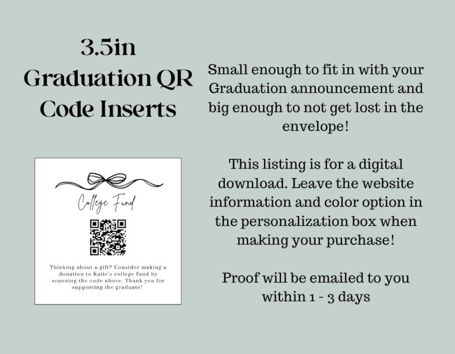Printable Grad QR Code Cards, Graduation Announcement Inserts, College ...