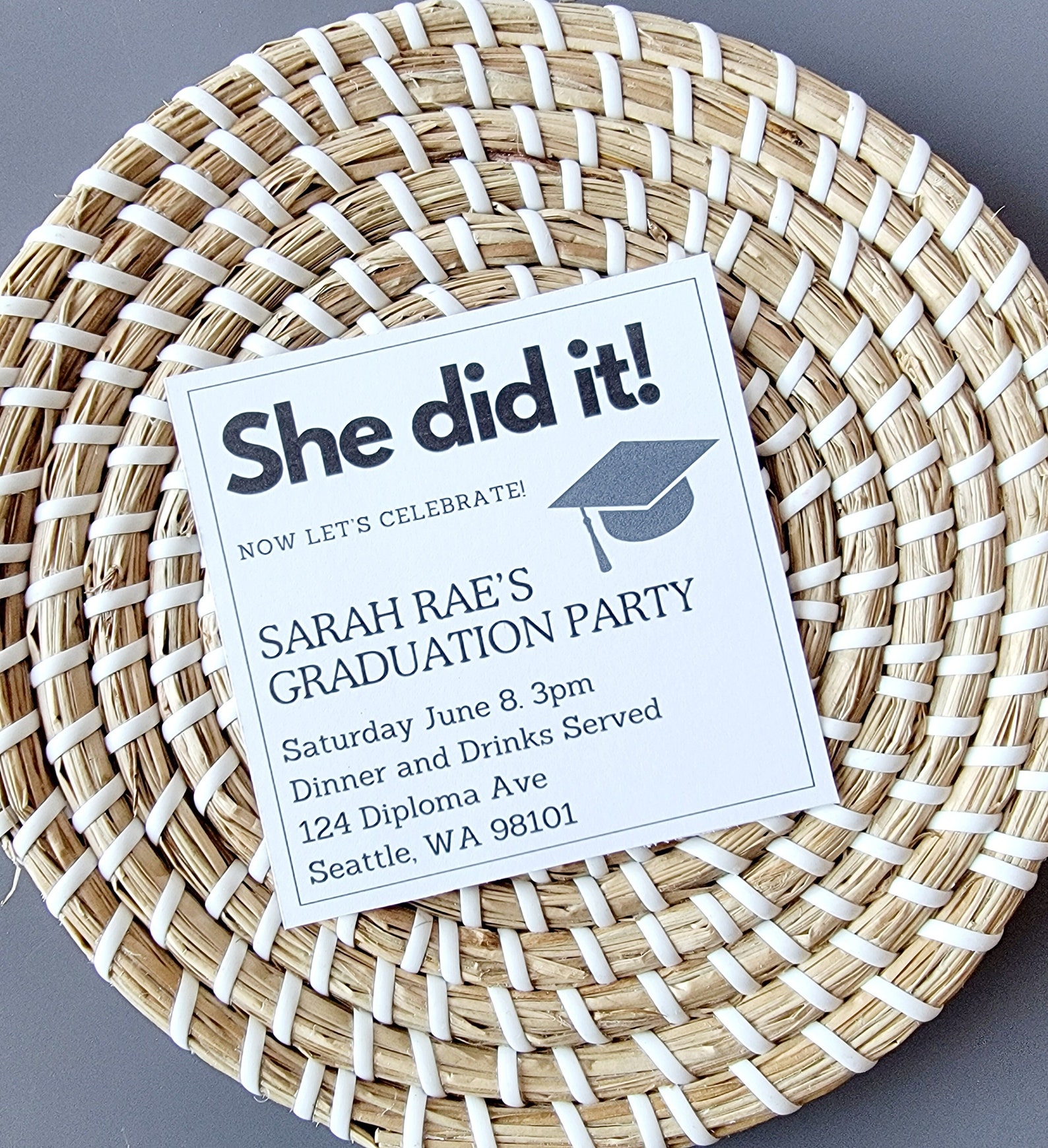 Classic Square Grad Party Inserts, Custom Graduation Details ...