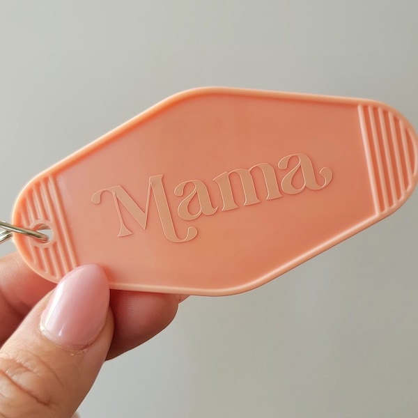Retro Motel Keychain, Mother's Day Gift, Personalized Gift for her, Mama Keychain, Luggage Tag, Backpack Tag, Party Favor, Custom Keychain