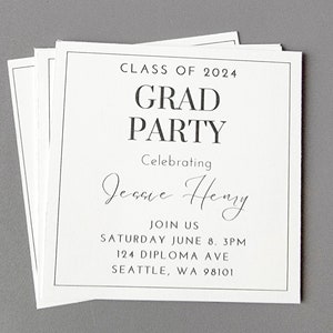 Printable Square Grad Party Inserts, Custom Graduation Details ...