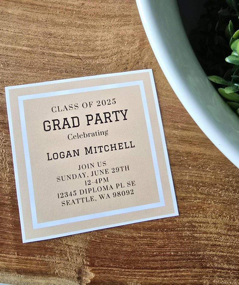Printable Square Grad Party Inserts, Square Graduation Invitation 2025 ...