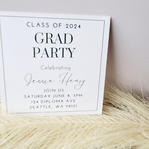 Printable Square Grad Party Inserts, Custom Graduation Details ...