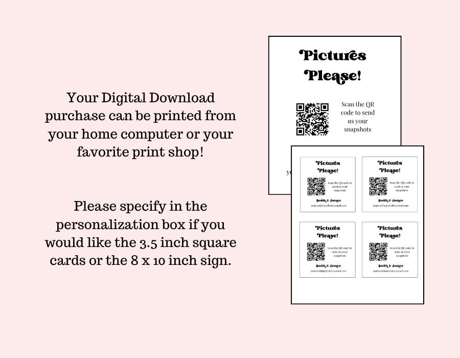Printable Wedding QR Code Sign QR Code Card for Wedding Wedding 
