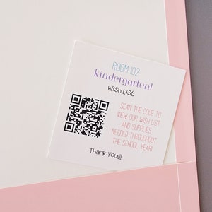 Druckbare Wunschliste QR-Code-Karte, Wunschliste für Klassenzimmer QR-Code, Wunschliste für Lehrer QR-Code-Karte, Wunschliste für Lehrer