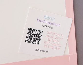 Printable Wish List QR Code Card, Classroom Wishlist QR Code, Teacher Wish List QR Code Card, Wishlist Enclosure Card For Teachers