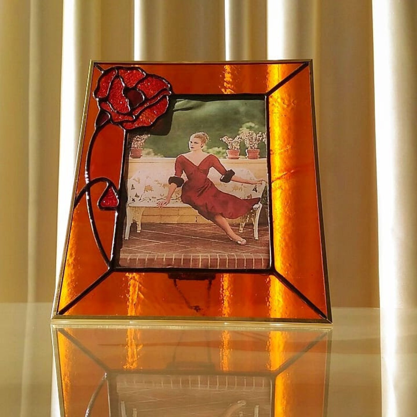 Handmade Stained Glass Picture Frame Made With Tiffany Method Etsy