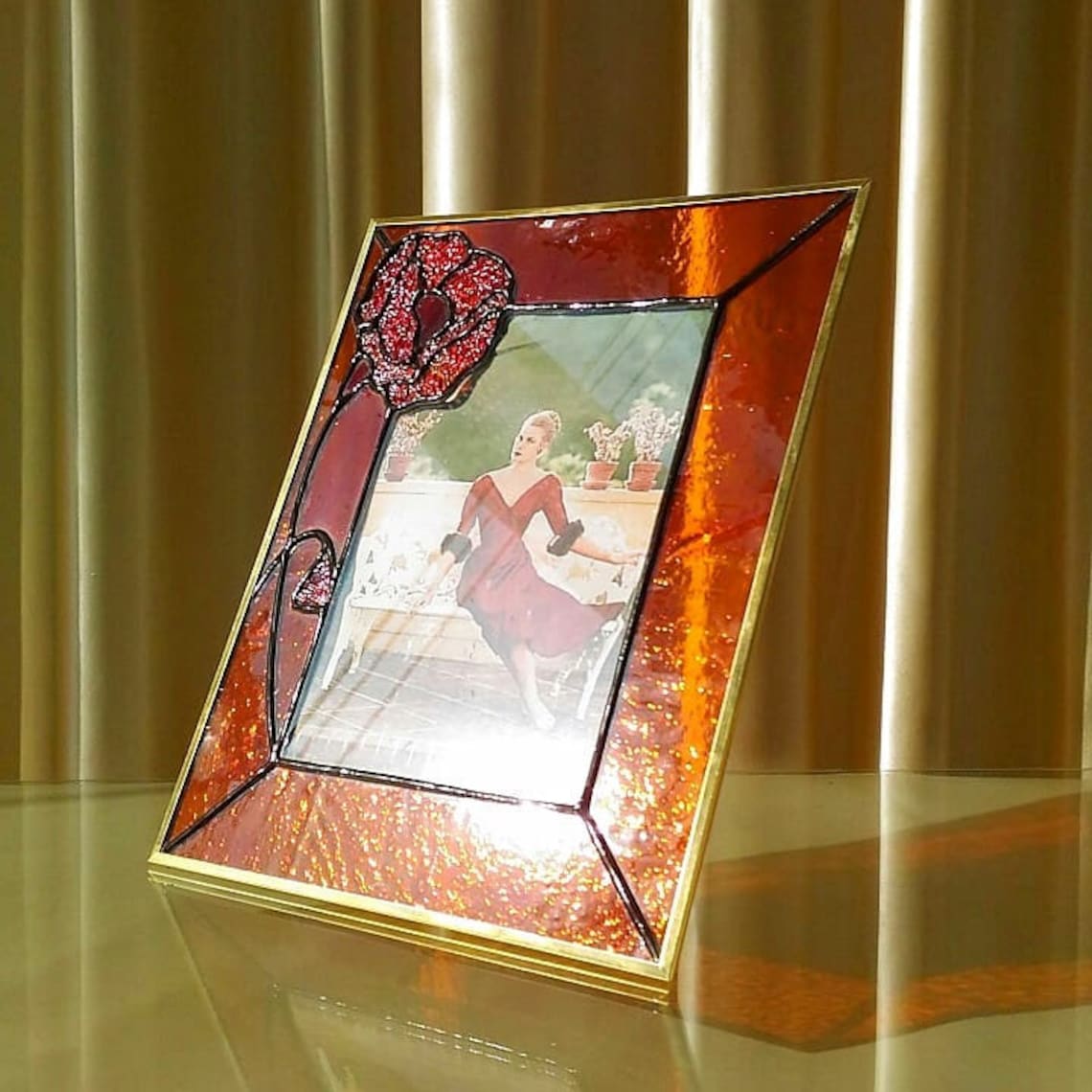 Handmade Stained Glass Picture Frame Made With Tiffany Method Etsy