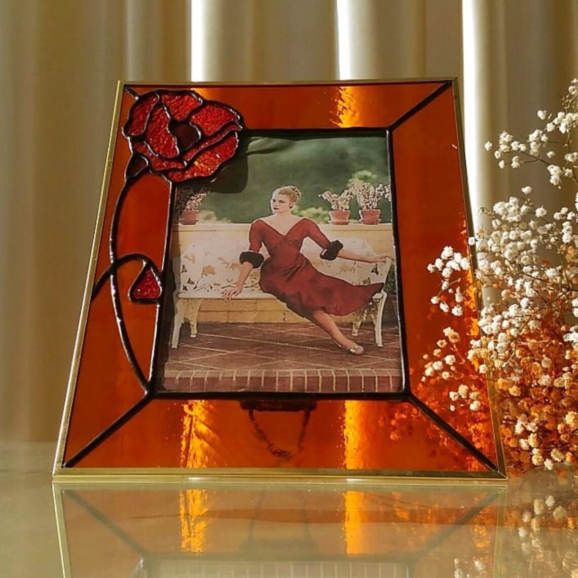 Handmade Stained Glass Picture Frame Made With Tiffany Method Etsy