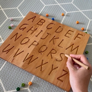 Cursive Alphabet Tracing Board Wooden Alphabet Board Wooden
