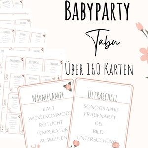 Tabu Babyparty / Baby Shower Spiel vorlage / 160 Spielkarten für deine Baby Party und Babyshower / PDF Download / Babytabu zum ausdrucken