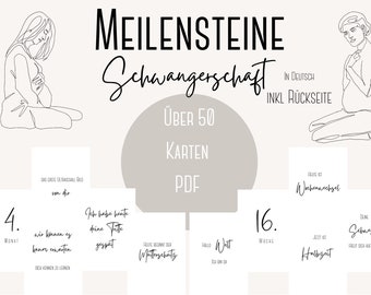 Milestones Pregnancy over 50 cards to print out yourself in a minimalist design in German