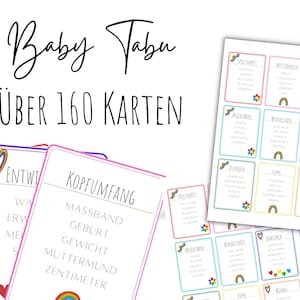 Baby Shower Taboo Game to Print as PDF in Rainbow Colors / Baby Shower Game to Download in Colorful