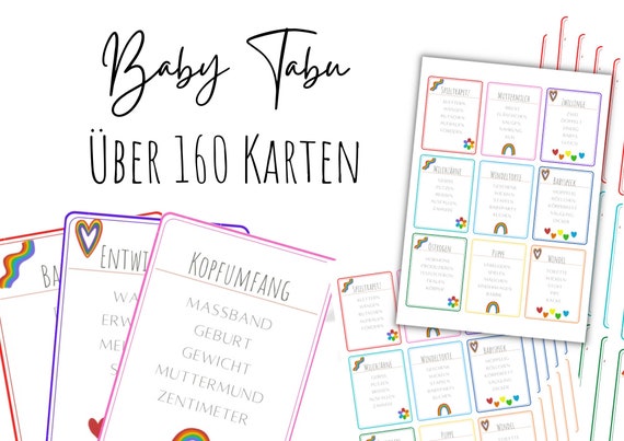Babyparty Tabu Spiel Zum Ausdrucken Als PDF in Regenbogen | Etsy