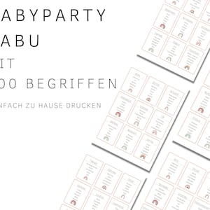 Babyparty Tabu 200 Karten Spiel /  Schwangerschaft, Elternsein  für Babyparty und Babyshower / PDF Download / Vorlage