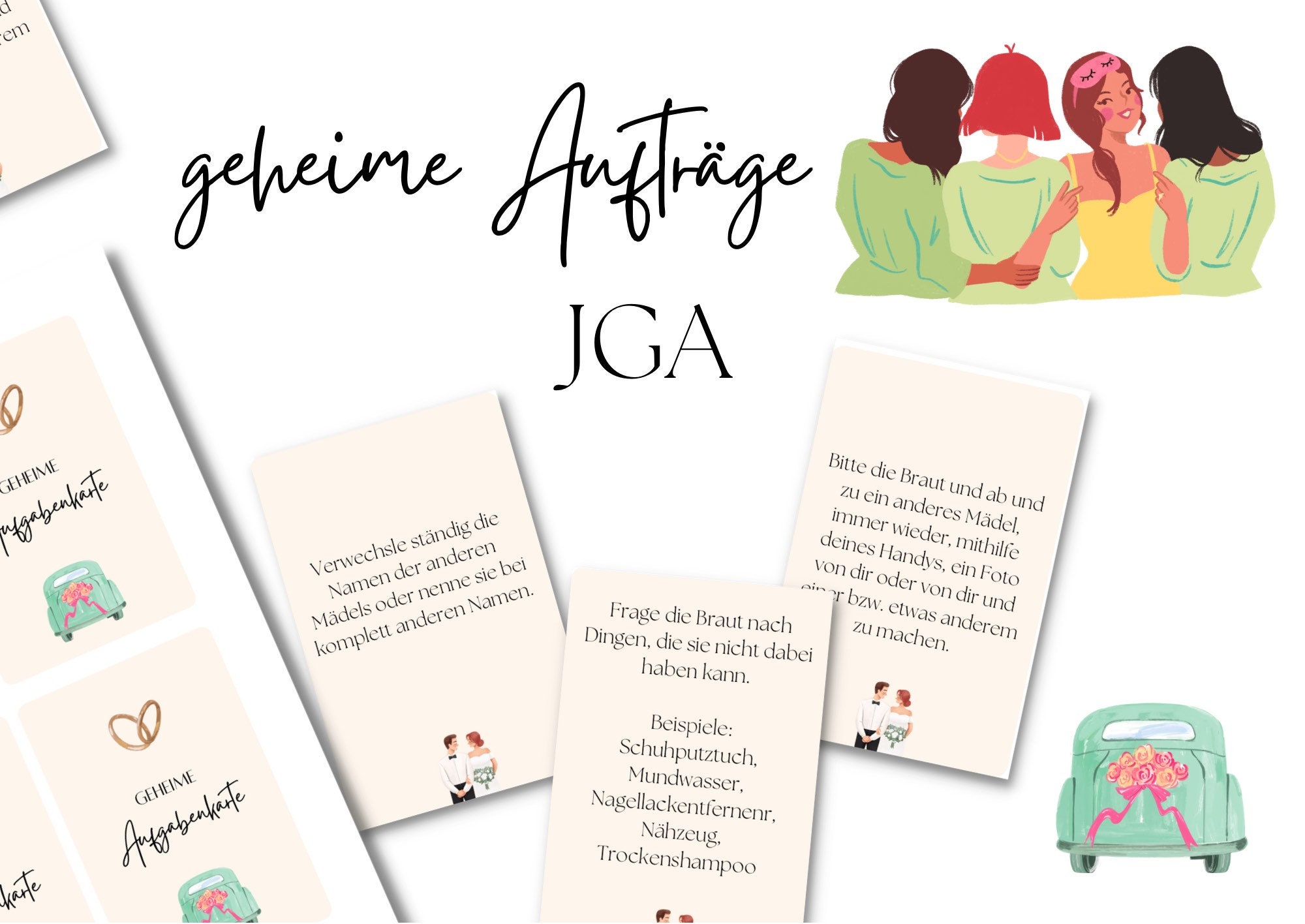 JGA Spiel für unterwegs / geheime witzige Aufträge für JGA Teilnehmer