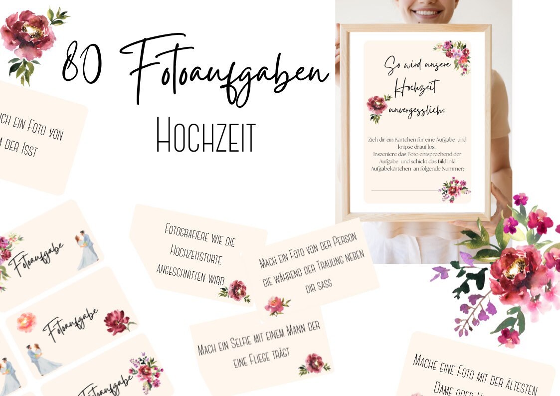 80 Fotoaufgaben Zur Hochzeit Als Download Zum Ausdrucken Inkl - Etsy