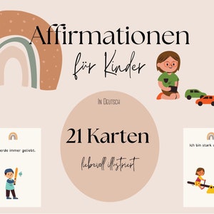 Affirmationskarten für Kinder, 20 Karten kindgerecht illustriert, Schriftart auf Legastheniker abgestimmt, Mut-Mach Karten zum ausdrucken