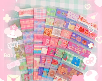 Kawaii cute washi tape sample boards-travel journaling card making washi tape samples