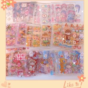 10 sheets cute Kawaii mini sticker sheets(3”x3”)cute stationery grab bag/Kawaii sticker mystery bag/cute decoration stickers