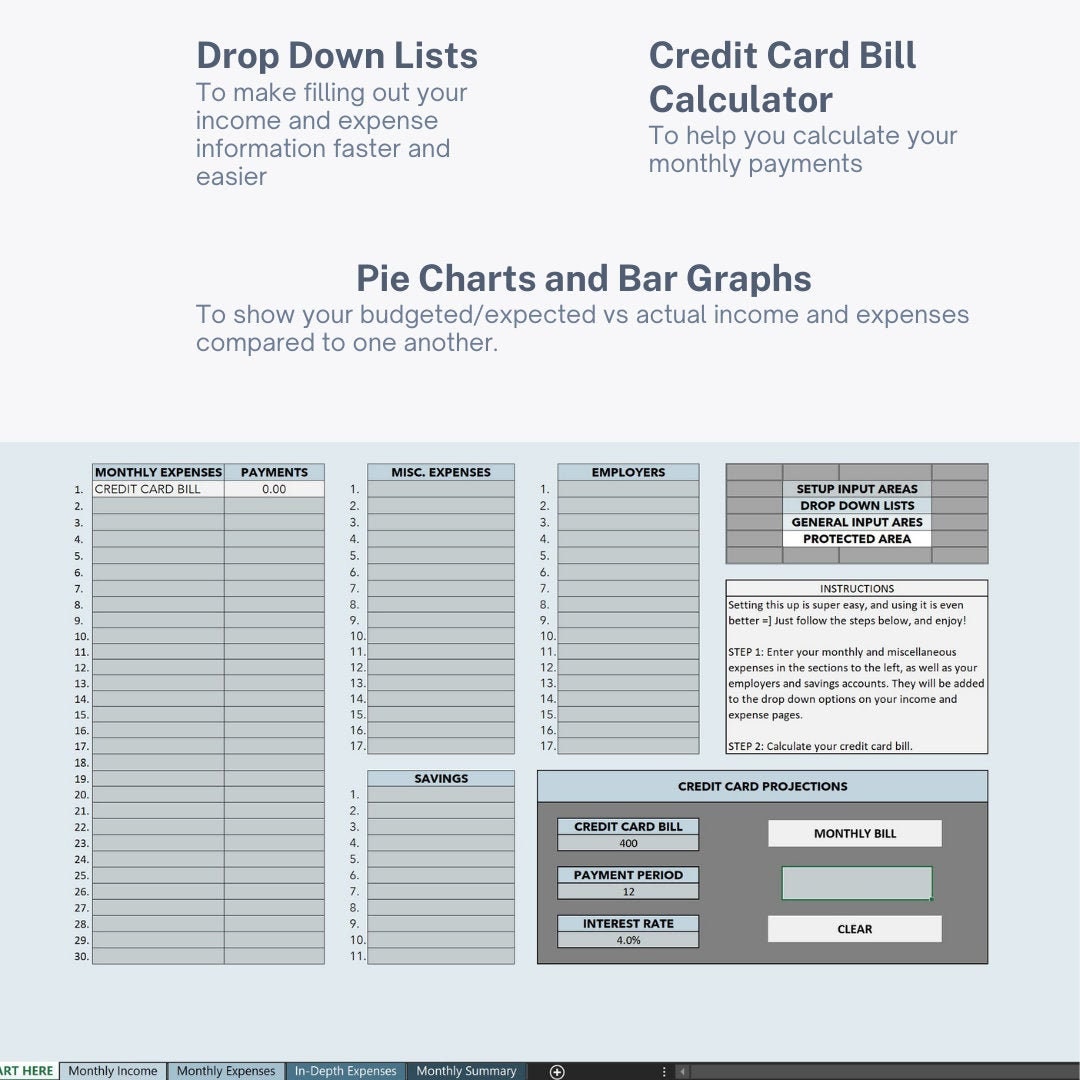 Light Blue Gray Budget Tracker | Income Tracker | Expense Tracker ...