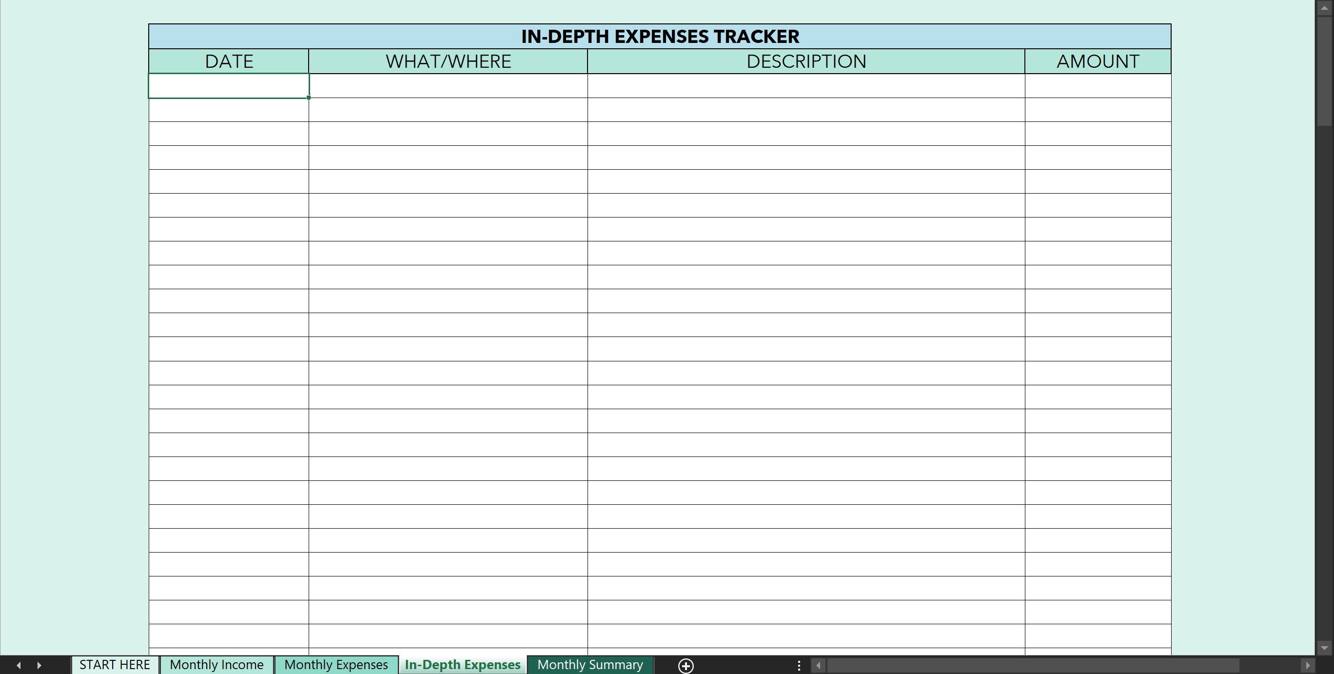 Mint Green w Blue Budget Tracker / Tracker / Expense / Etsy