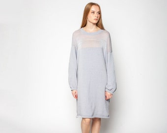 Hand knit cashmere blend dress, Handmade Knitted cashmere silk blend dress, Winter wool dress, Boho sweaterdress, Knit wool