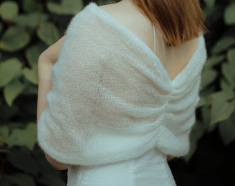 Off-the-shoulder top for bride wedding shawl mohair top for autumn winter spring wedding bridal bolero