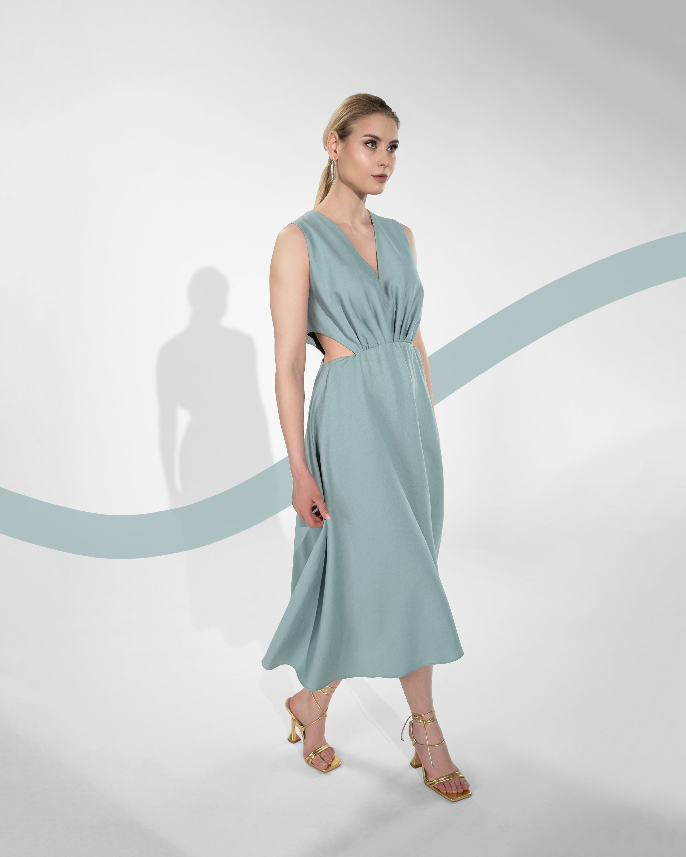 blue dress for baby girl Cuyana Silk Cut Out Maxi Dress