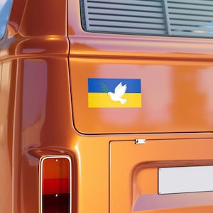 100% Of Profits To Ukraine - Bumper Sticker Ukraine Flag Peace Dove - Proceeds Aid Ukrainians Details In Description