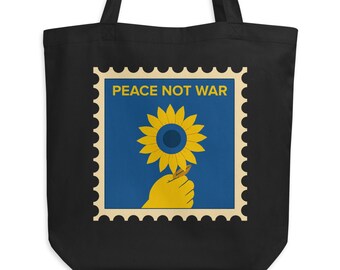 100% Of Profits To Ukraine – Peace Not War + Stand With Ukraine (Front & Back print) Eco Tote Bag – Proceeds Aid UA, Details In Description