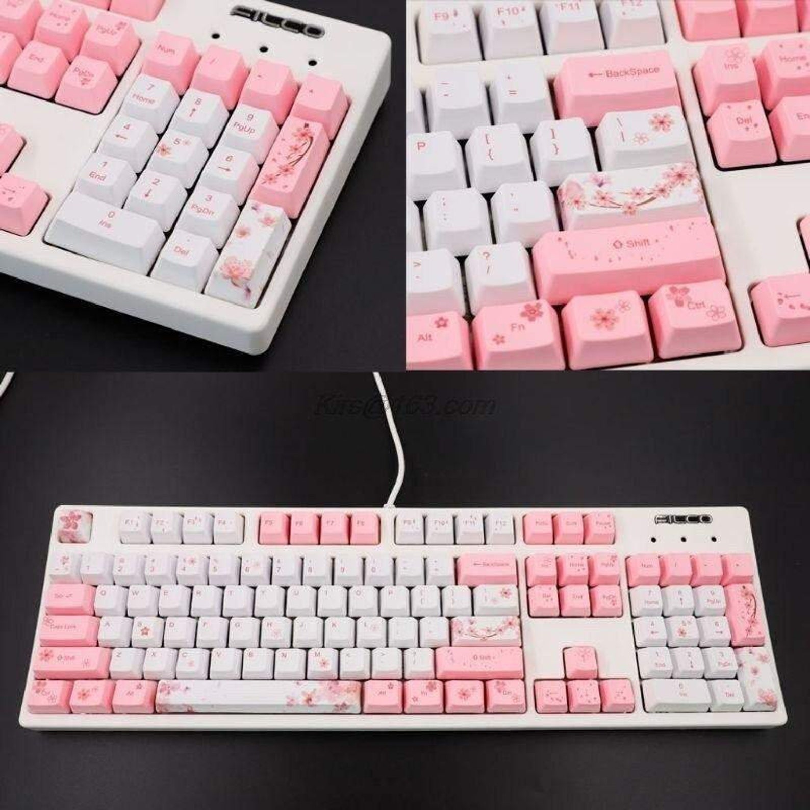 Japanese style custom keycaps pink and white Etsy