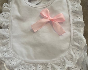 Baby girl Frilly Billie Bibs with lace