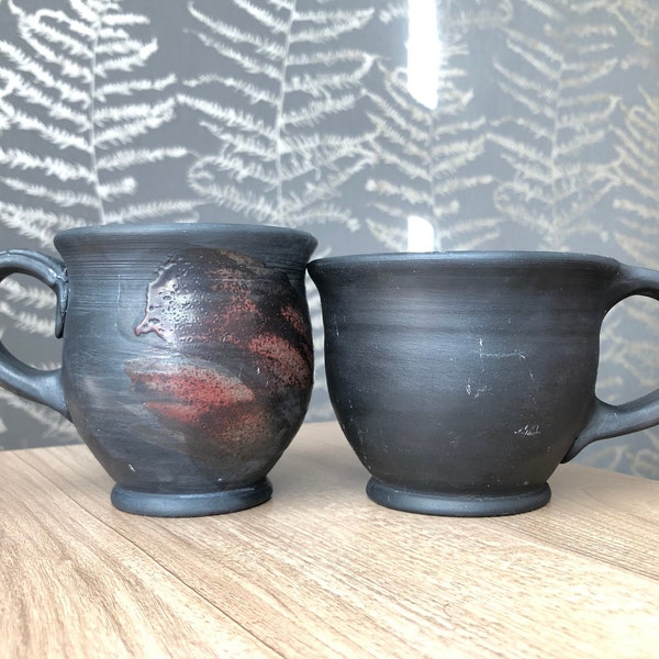 Pair of Vintage Mugs, Hygge Mug for Coffee or Tea Lover, Studio Pottery,Latte Mug Set Cappuccino Mugs Large Coffee Cup, Gift for them