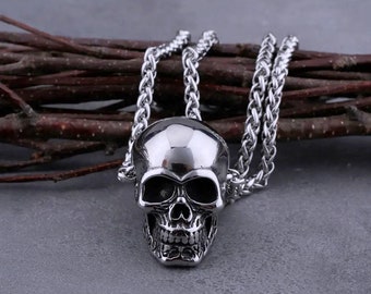 Colliers crâne gothique en acier inoxydable 316l, pendentifs chaîne.