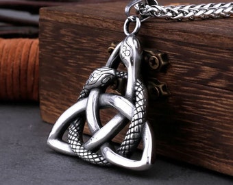 Celtic Triquetra/ Trinity Knot Stainless Steel Necklaces, Snake