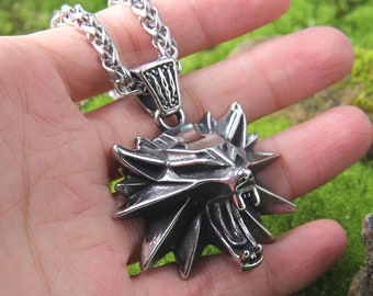 Heavy Wolf Pendant Stainless Steel Necklaces, Wizard, Chain Pendants, Fashion Jewelry Gift